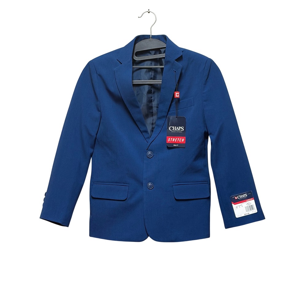 Chaps Boys Blue Stretch Suit Jacket Blazer Size 8 NWT
